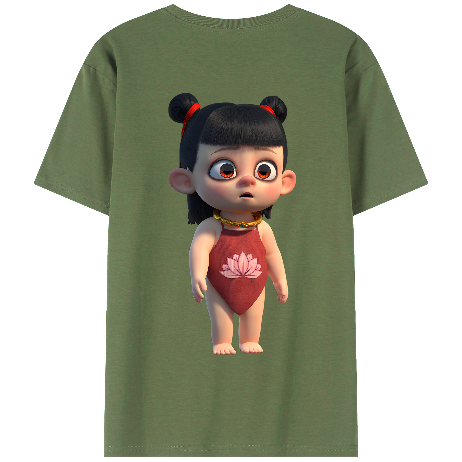 （画像用） Ne Zha 2 ナタ 魔童の大暴れ 綿100％ メンズ半袖Tシャツ（バックプリント） 通気性